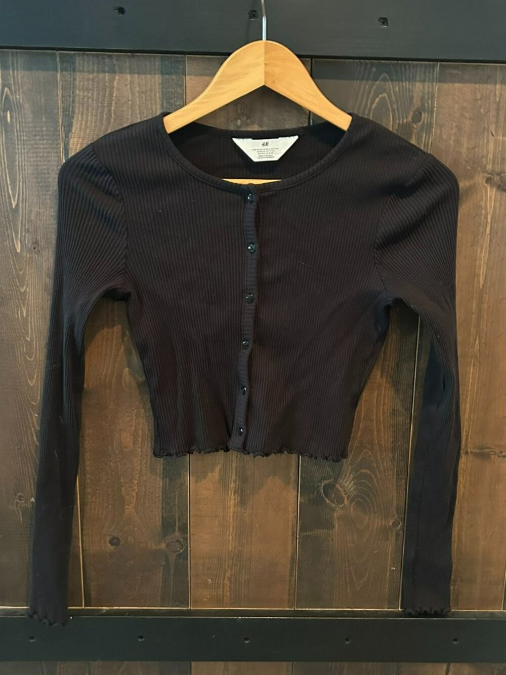 H&M Ribbed Button Down Black Cardigan Youth Size 10-12